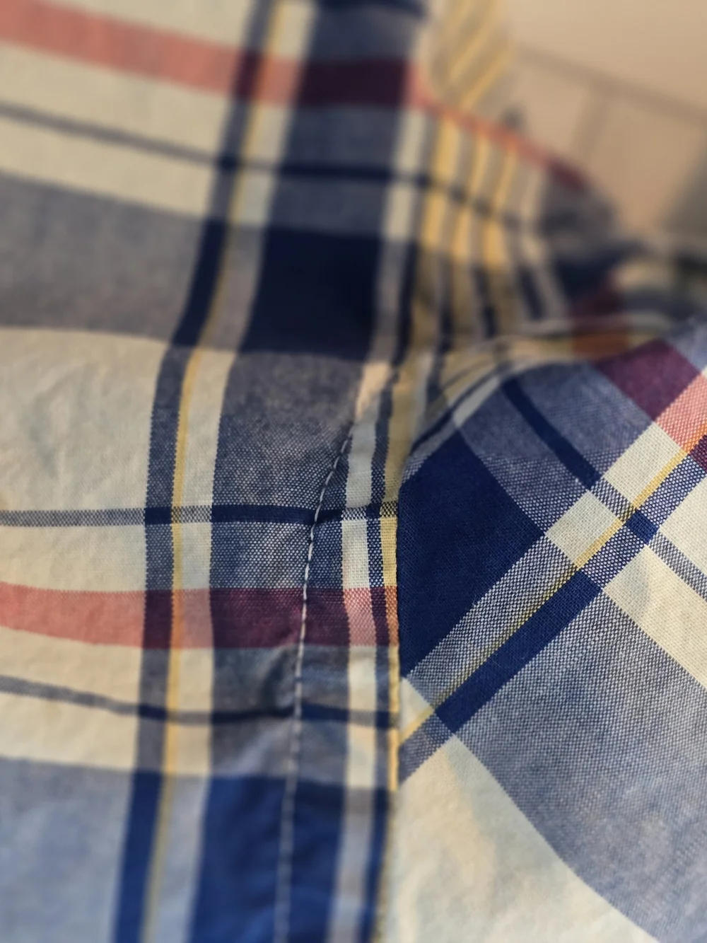 J. Crew Blue, White and Red Plaid Button-Down Shirt Sz L